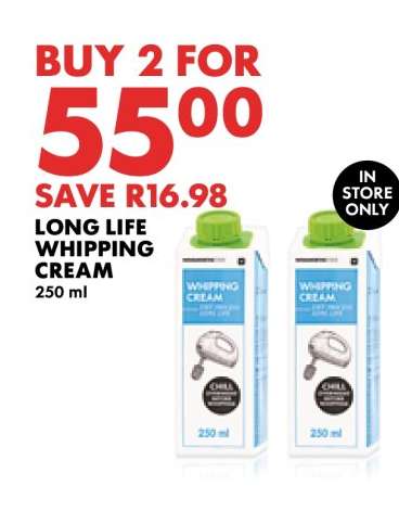 Long Life Whipping Cream
