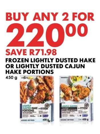 Frozen Lightly Dusted Hake or Lightly Dusted Cajun Hake Portions