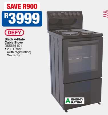 DEFY Black 4-Plate Cable Stove