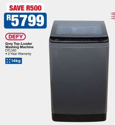 Defy Grey Top-Loader Washing Machine DTL160