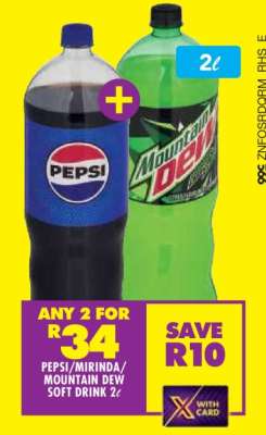 PEPSI/MIRINDA/MOUNTAIN DEW SOFT DRINK 2L