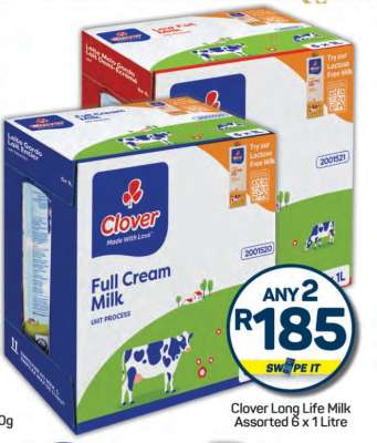 Clover Long Life Milk Assorted 6 x 1 Litre