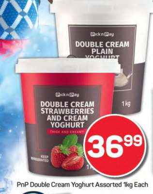 PnP Double Cream Yoghurt Assorted 1kg Each