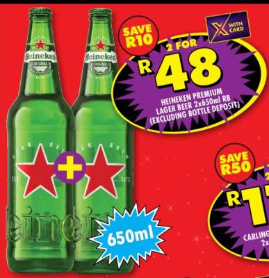 HEINEKEN PREMIUM LAGER BEER 2x650ml RB