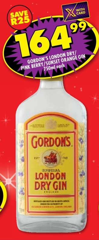 GORDON'S LONDON DRY/PINK BERRY/SUNSET ORANGE GIN
