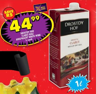 DROSTDY HOF CLARET RED/ ADELPRACT WHITE WINE