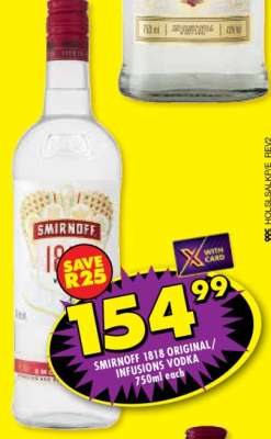 SMIRNOFF 1818 ORIGINAL/INFUSIONS VODKA