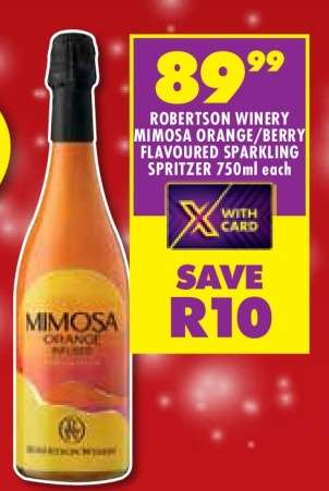 ROBERTSON WINERY MIMOSA ORANGE/ BERRY FLAVOURED SPARKLING SPRITZER 750ml