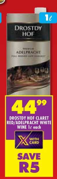 DROSTDY HOF CLARET RED/ADELPRACHT WHITE WINE