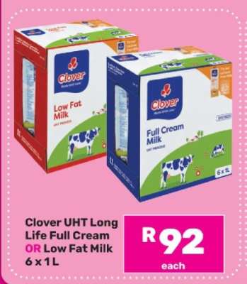 Clover UHT Long Life Full Cream OR Low Fat Milk