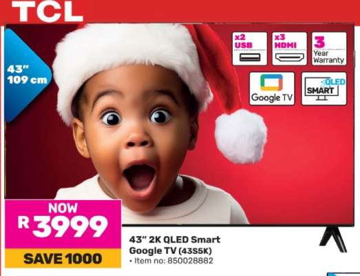 TCL 43" 2K QLED Smart Google TV (43S5K)