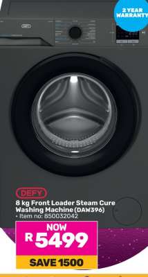 DEFY 8 kg Front Loader Steam Cure Washing Machine (DAW396)