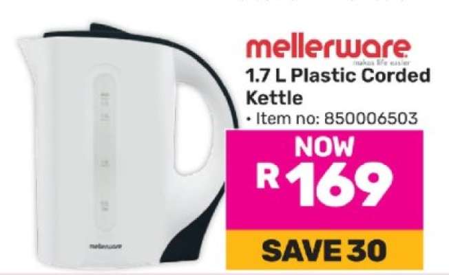 Mellerware 1.7 L Plastic Corded Kettle