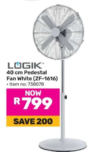 LOGIK 40 cm Pedestal Fan White (ZF-1616)