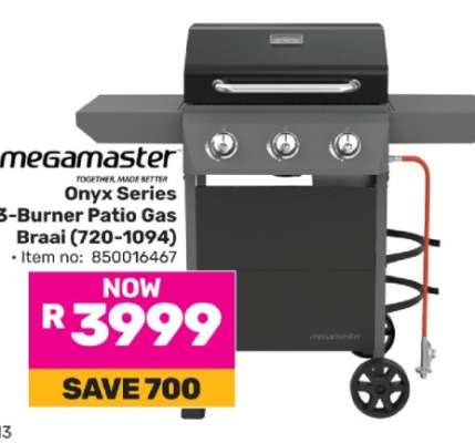 Megamaster Onyx Series 3-Burner Patio Gas Braai 720-1094