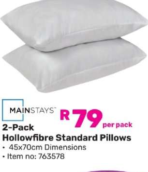 Mainstays 2-Pack Hollowfibre Standard Pillows