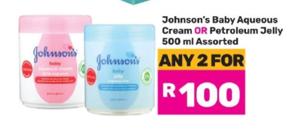 Johnson's Baby Aqueous Cream or Petroleum Jelly