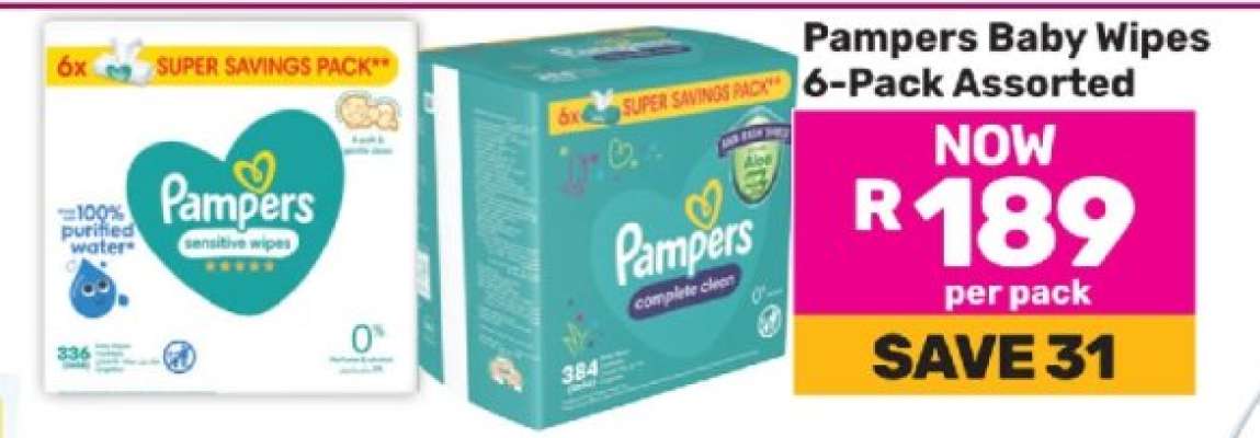 Pampers Baby Wipes 6-Pack Assorted