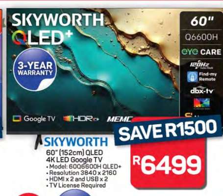 SKYWORTH QLED+ 60" 4K LED Google TV