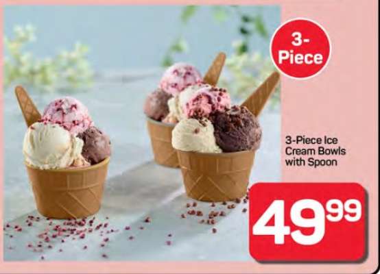 3-Piece Ice Cream Bowls with Spoon