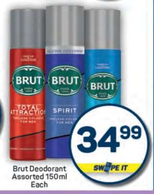 Brut Deodorant Assorted 150ml Each