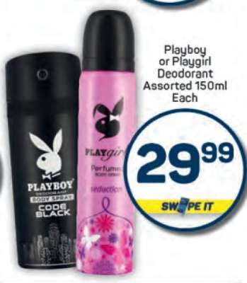Playboy or Playgirl Deodorant Assorted 150ml Each