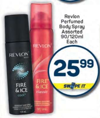 Revlon Perfumed Body Spray Assorted 90/120ml Each