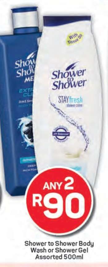 Shower to Shower Body Wash or Shower Gel Assorted 500ml