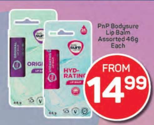 PnP Bodysure Lip Balm Assorted 46g Each