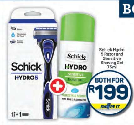 Schick Hydro 5 Razor and Sensitive Shaving Gel 75ml