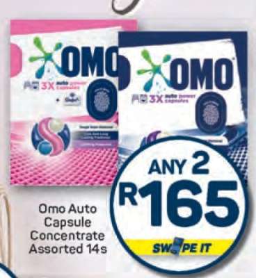 Omo Auto Capsule Concentrate Assorted 14s
