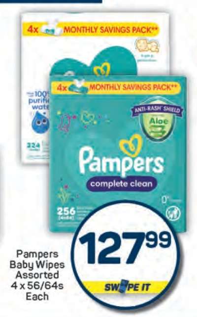 Pampers Baby Wipes Assorted 4 x 56/64s Each