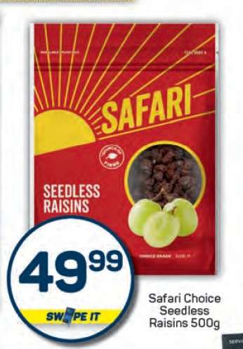 Safari Choice Seedless Raisins 500g