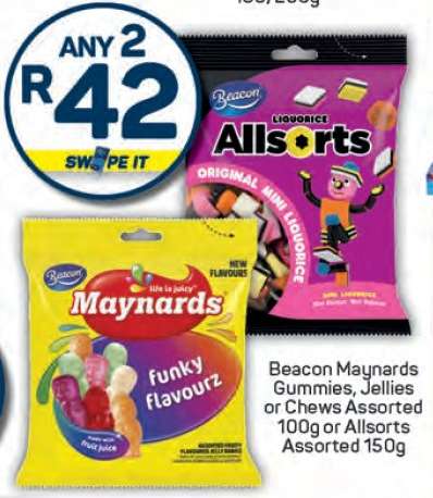 Beacon Maynards Gummies, Jellies or Chews Assorted 100g or Allsorts Assorted 150g