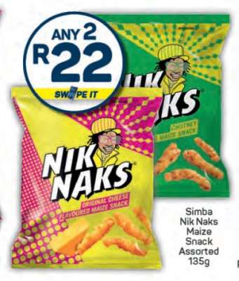 Simba Nik Naks Maize Snack Assorted 135g