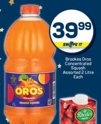 Brookes Oros Concentrated Squash Assorted 2 Litre Each