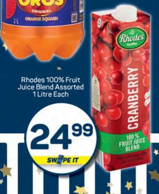 Rhodes 100% Fruit Juice Blend Assorted 1 Litre Each