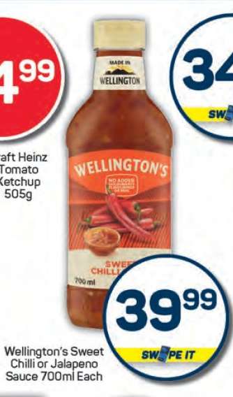 Wellington's Sweet Chilli or Jalapeno Sauce 700ml Each