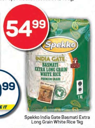 Spekko India Gate Basmati Extra Long Grain White Rice 1kg