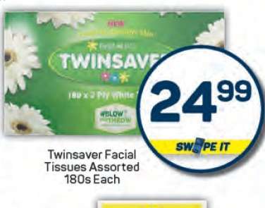 Twinsaver Facial Tissues Assorted 180s Each