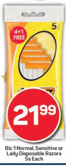 Bic 1 Normal, Sensitive or Lady Disposable Razors