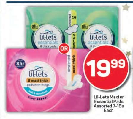 Lil-Lets Maxi or Essential Pads