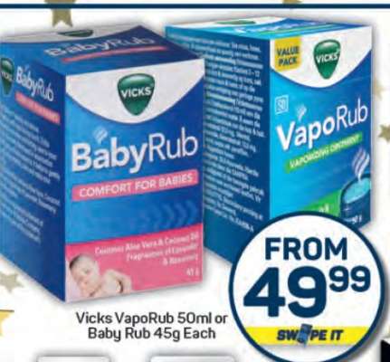Vicks VapoRub 50ml or Baby Rub 45g