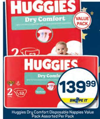 HUGGIES DRY COMFORT DISPOSABLE NAPPIES VALUE PACK