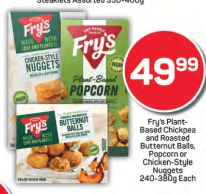 Fry's Plant-Based Chickpea and Roasted Butternut Balls, Popcorn or Chicken-Style Nuggets