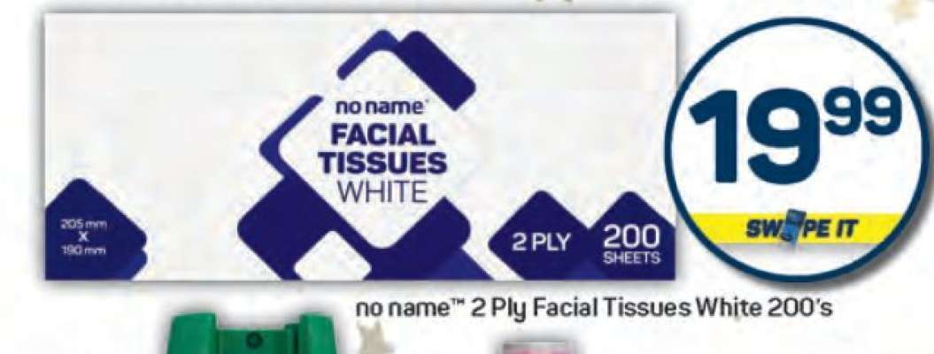 no name™ 2 Ply Facial Tissues White 200's