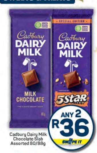 Cadbury Dairy Milk Chocolate Slab Assorted 80/88g