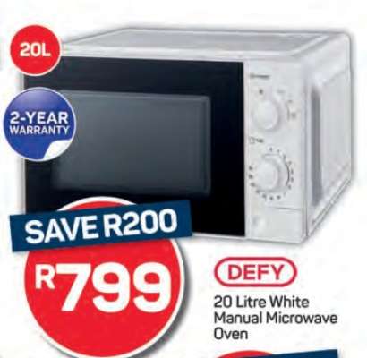 DEFY 20 Litre White Manual Microwave Oven