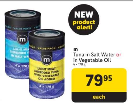 m Tuna in Salt Water or in Vegetable Oil