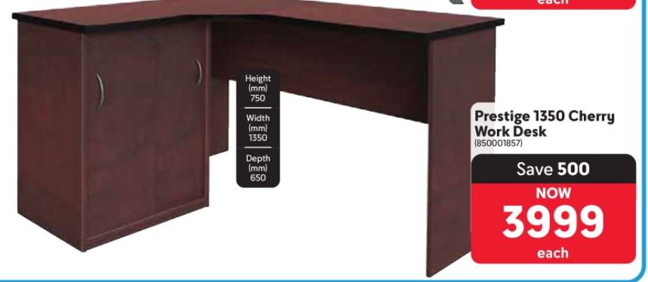 Prestige 1350 Cherry Work Desk